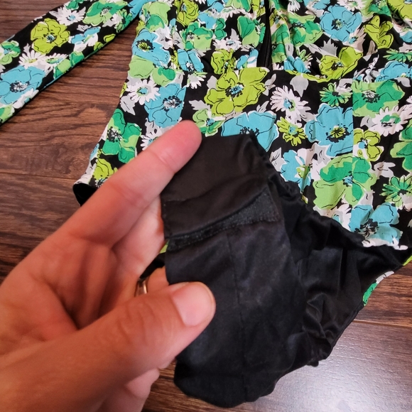 Zara NEW Green Blue Floral Bodysuit Peek Chest Long Sleeve Zipper Back NWOT XS - Picture 5 of 12